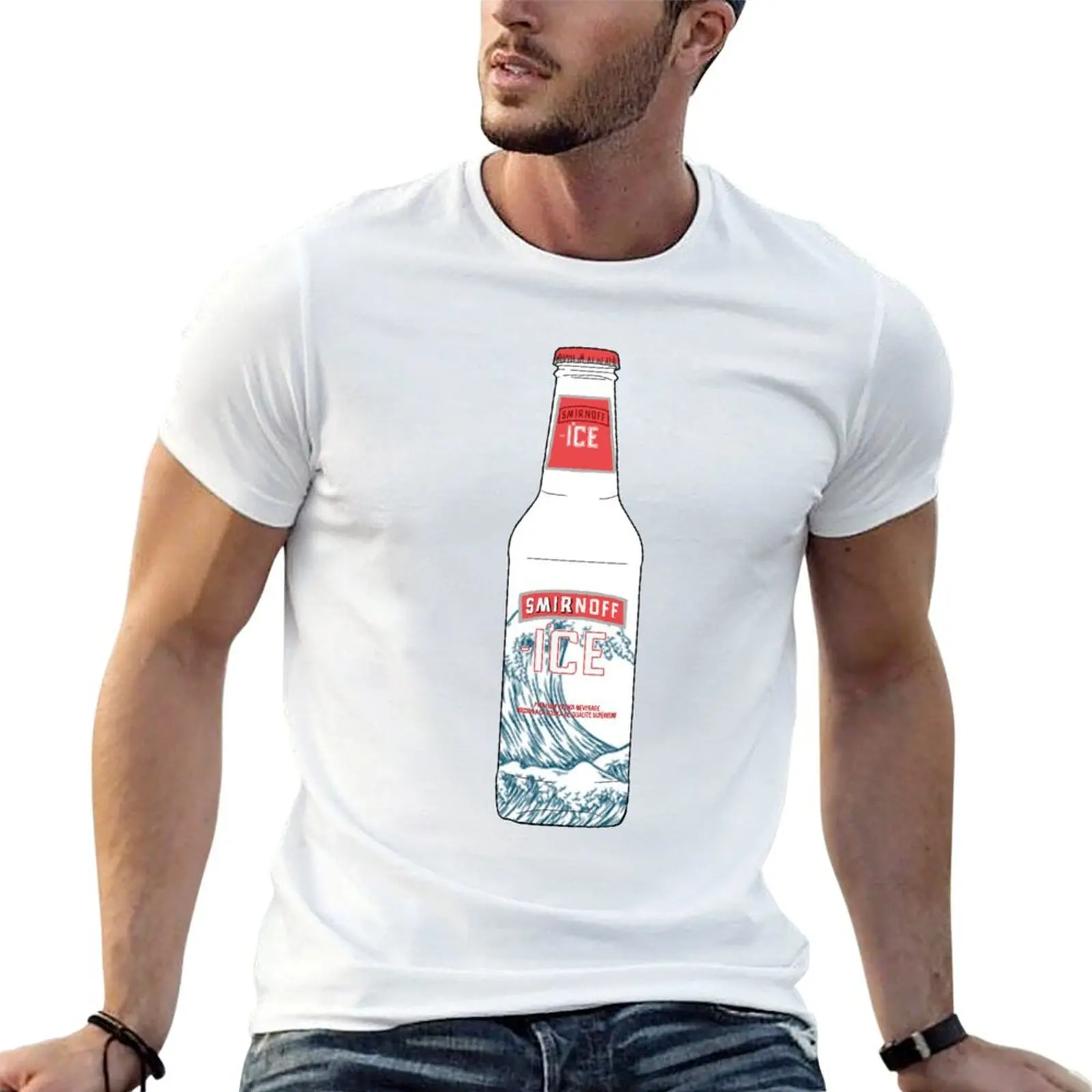 Camiseta Smirnoff Ice Wave, camisetas para hombre, camiseta informal para hombre, camiseta de algodón pesado para hombre, camiseta de lujo