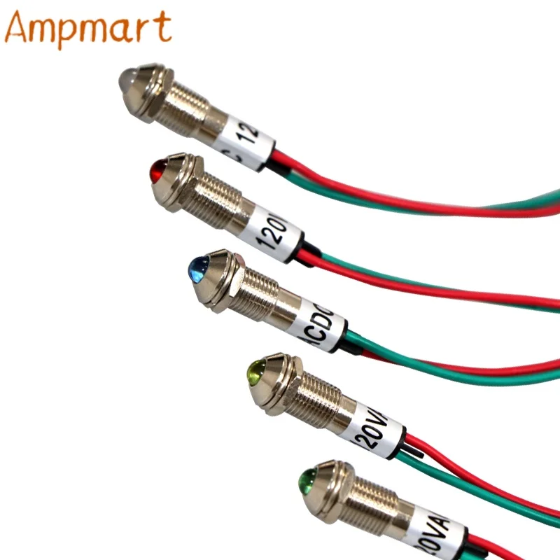 ADP8-2C 8mm Montageloch Metall-LED-Betriebsanzeigeleuchte 120V mit Kabelanschluss Signallampe für Röhrenverstärker Audiogehäuse DIY-Modifikationsteile – Detail 5