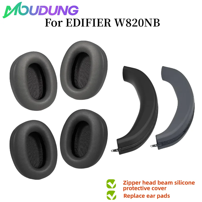 

MOUDUNG Replacement Ear Pads /Silicone zipper head beam protective cover For Edifier W820NB Plus Wireless Headphone Accessories