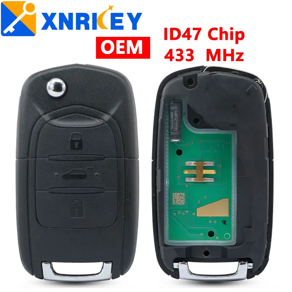 XRNKEY OEM 3 przyciski dla 2020-2023 dla Chevrolet Captiva składany klucz zdalny 433 MHz ASK z 47 HITAG3 7961X Chip