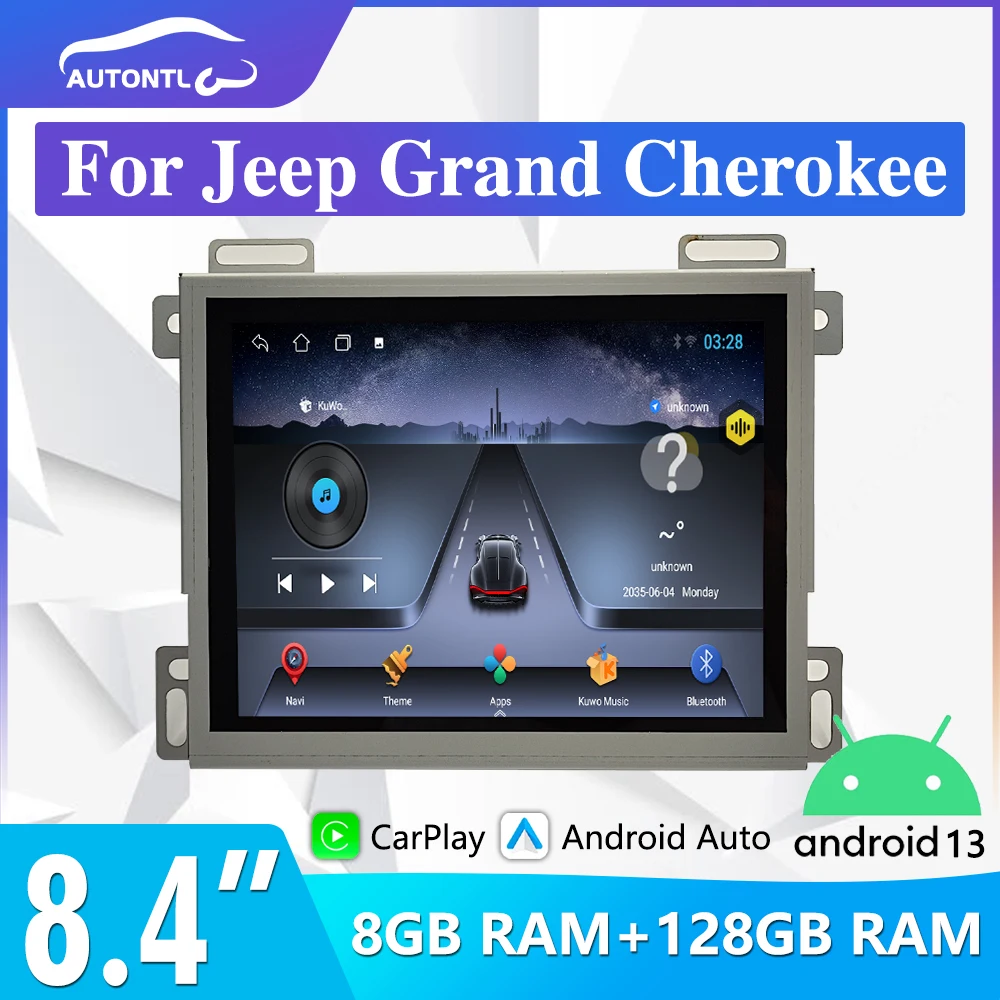 

8,4 "Android 13 для Jeep Grand Cherokee 2014-2017 автомобильный радиоприемник мультимедийный видеоплеер стерео GPS-навигация GPS беспроводной Carplay