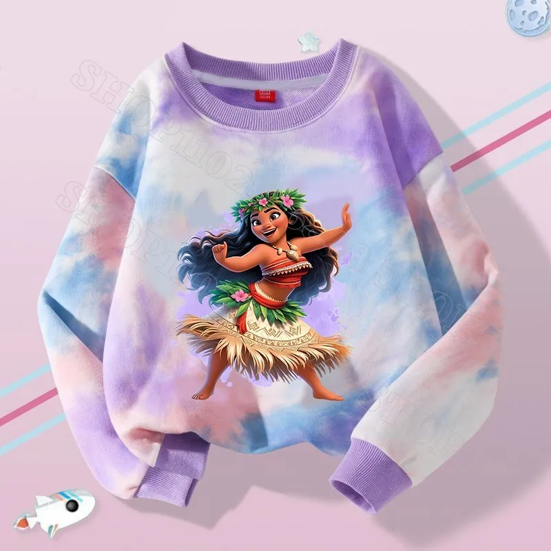 Moana 2 Child Spring and Autumn Sweatshirt Boys Girls Streetwear Thin Sweatshirts Cartoon Anime Graphic Print Tops Party Gifts