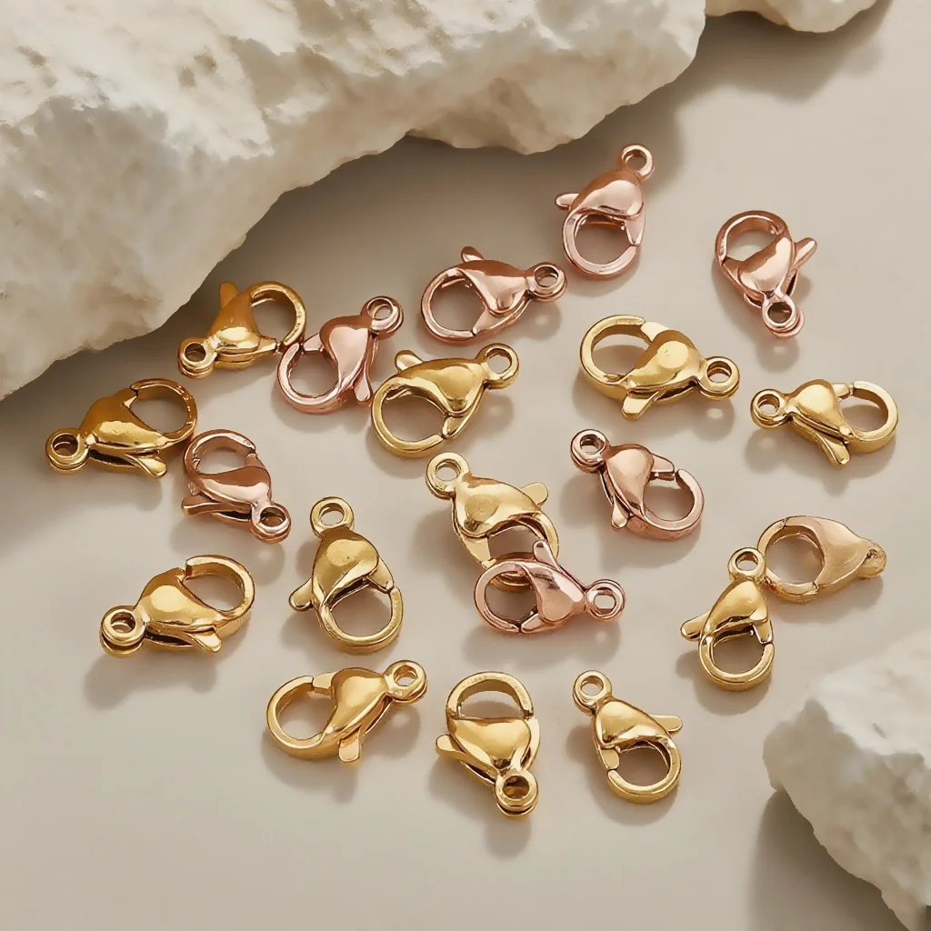 18k gold color-retaining vacuum plated stainless steel lobster buckle DIY necklace accessory connection buckle B007