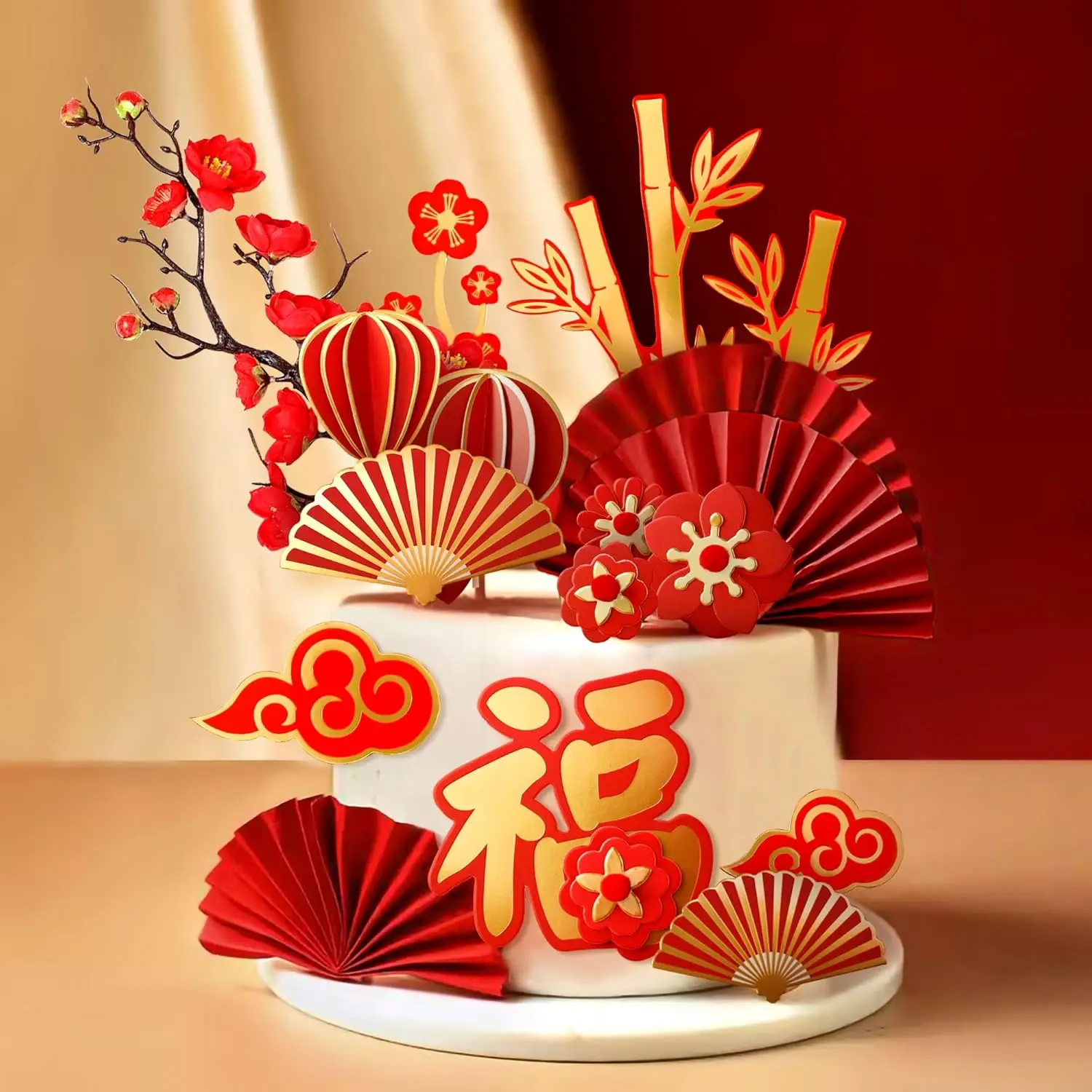 

20Pcs Lantern Cake Decoration Chinese Wedding Chinese Birthday for Kids Red Cake Decoration Lant
