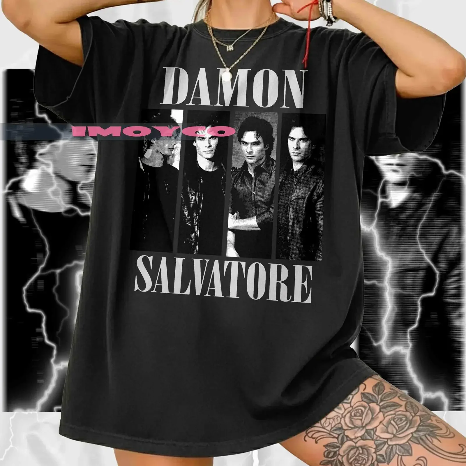 Damon Salvatore T Shirt TV Series Fan Merchandise vintage Washed Versatile Unisex fashion Breathable designer clothes Slightly