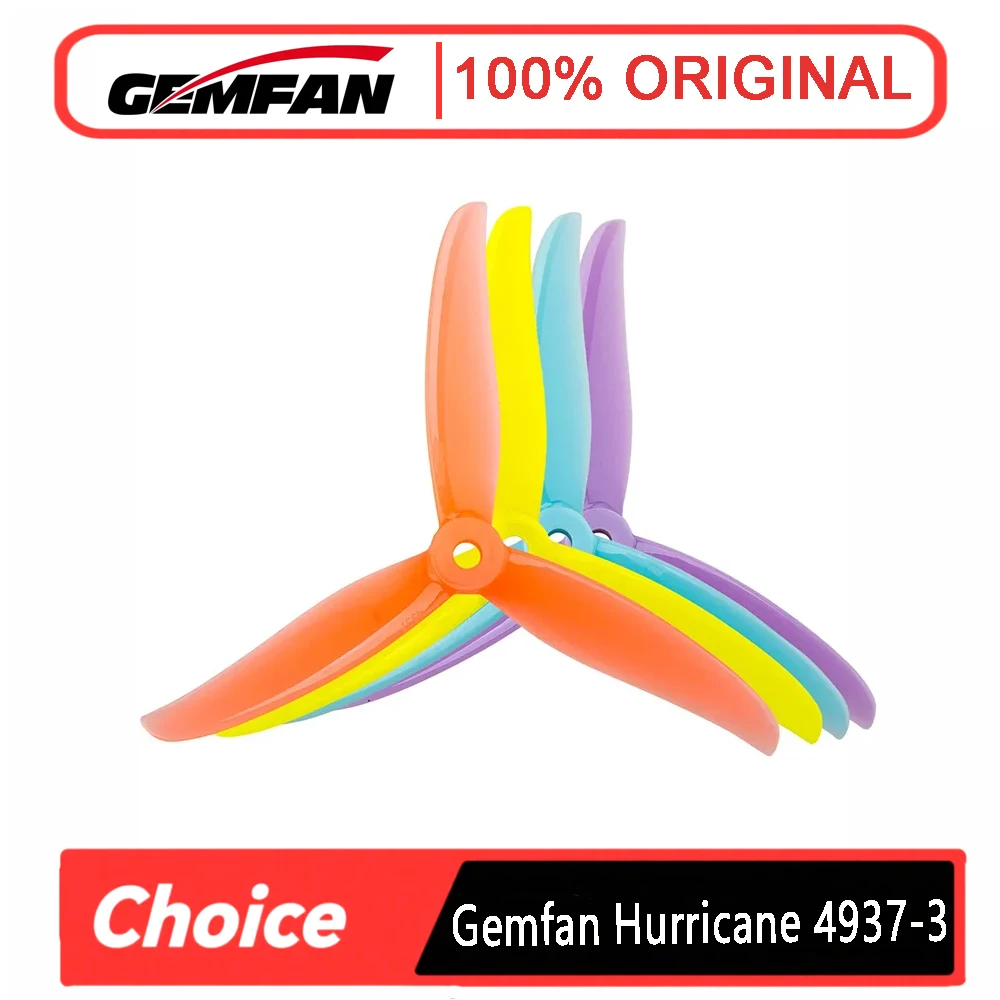 2쌍 허리케인 4937-3 3날 프로펠러 FPV 크로싱 머신 고효율 방폭 드론 액세서리
