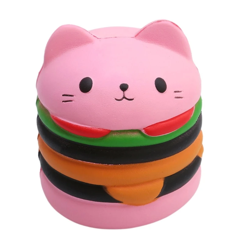 4pcs Faux Hamburger Play Food Kitchen Props Hand Squeeze Toy Sponge Toy