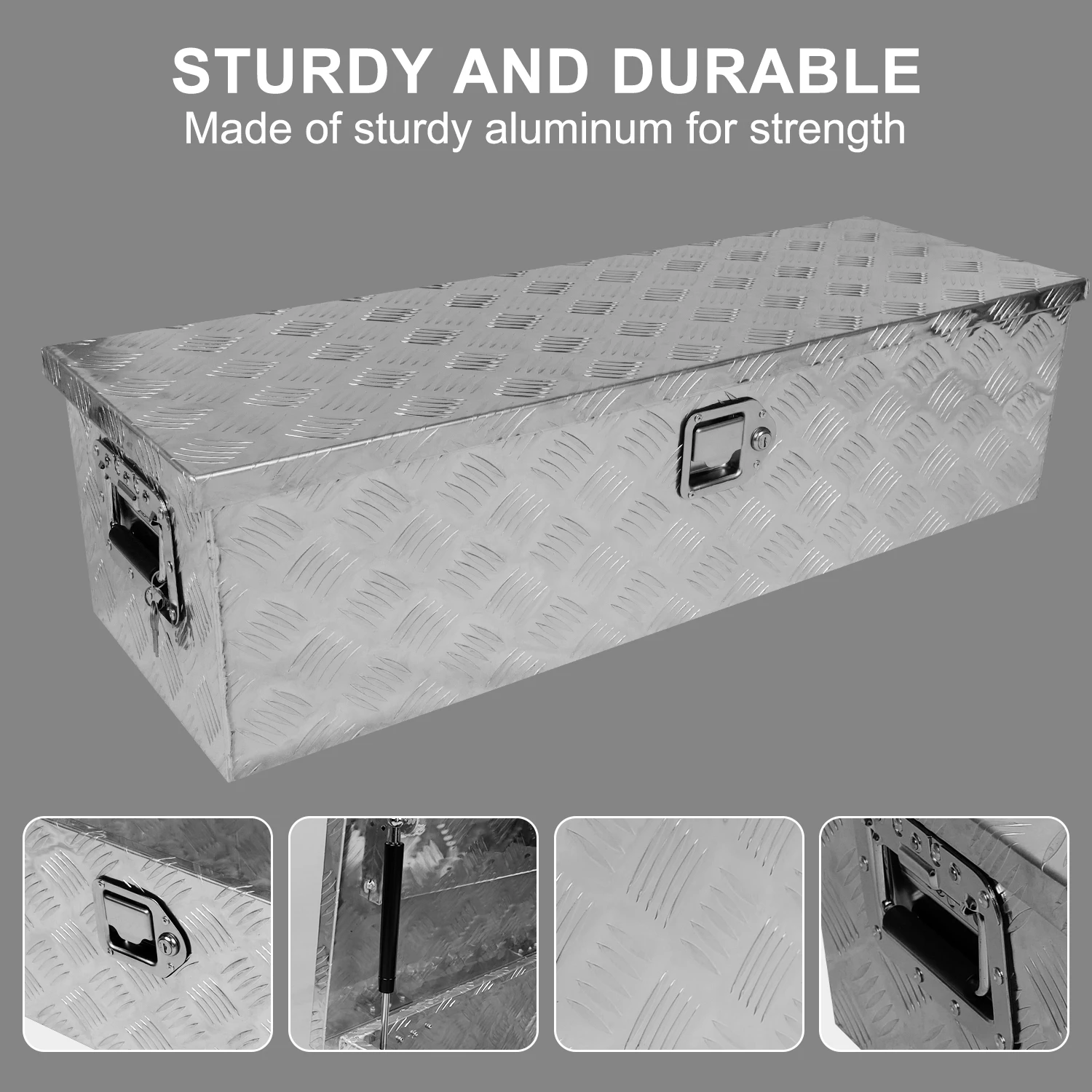 39 Inch Truck Bed Tool Box Aluminum Heavy Duty Trailer Tool Box for Pickup Truck Bed RV Toolbox with Handle and Lock - Silver