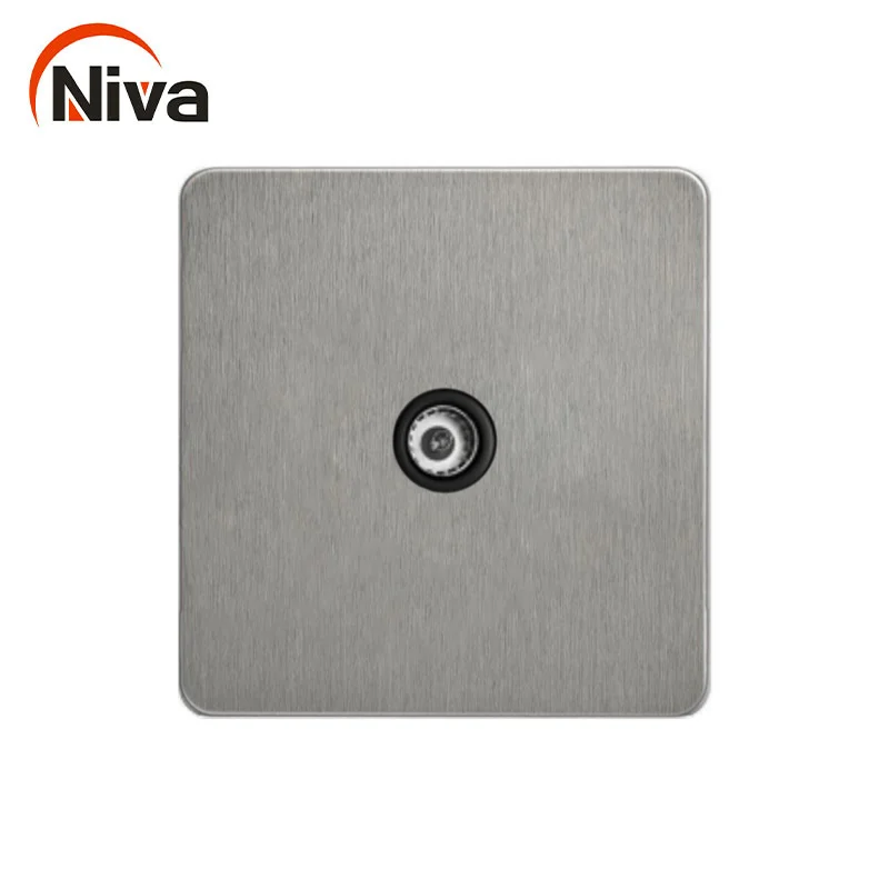 Niva electric home switches TV TEL sockets stainless steel Nickel panel Universal wall socket