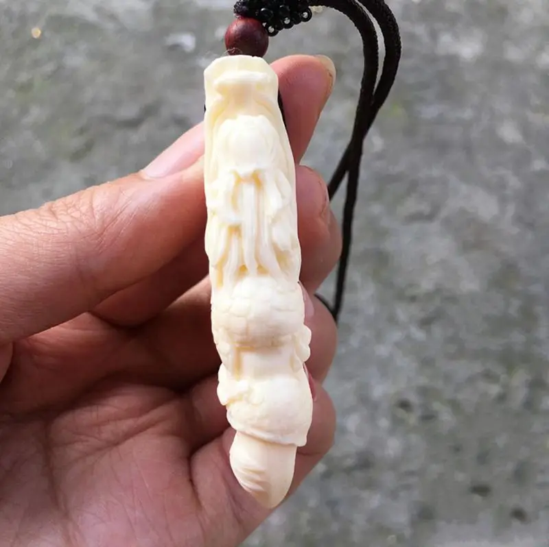Ivory fruit dragon Tooth Pendant, mammoth dog tooth, wolf tooth, sharp bone, carved male and female Necklace