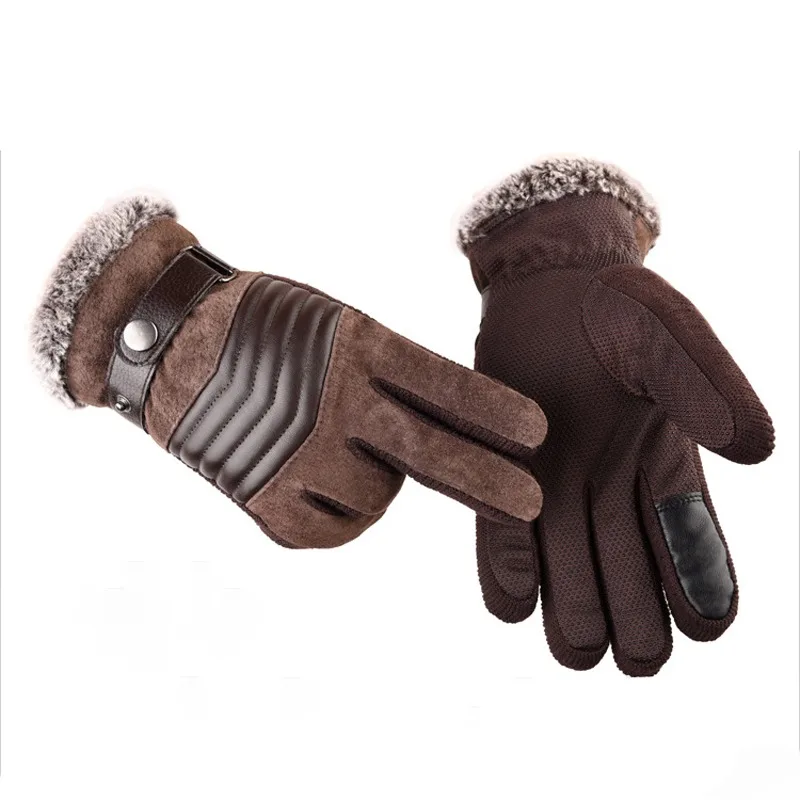 

Touch Screen Winter Warm Men's Gloves Leather Casual Gloves Mittens for Men Outdoor Sport Full Finger Glove