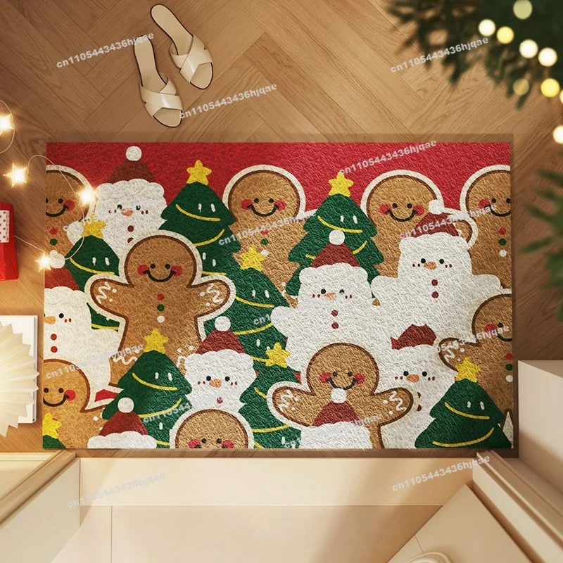 Christmas Light Luxury Modern Style Floor Mat Home Can Be Cut Silk Ring Doormat Holiday Atmosphere