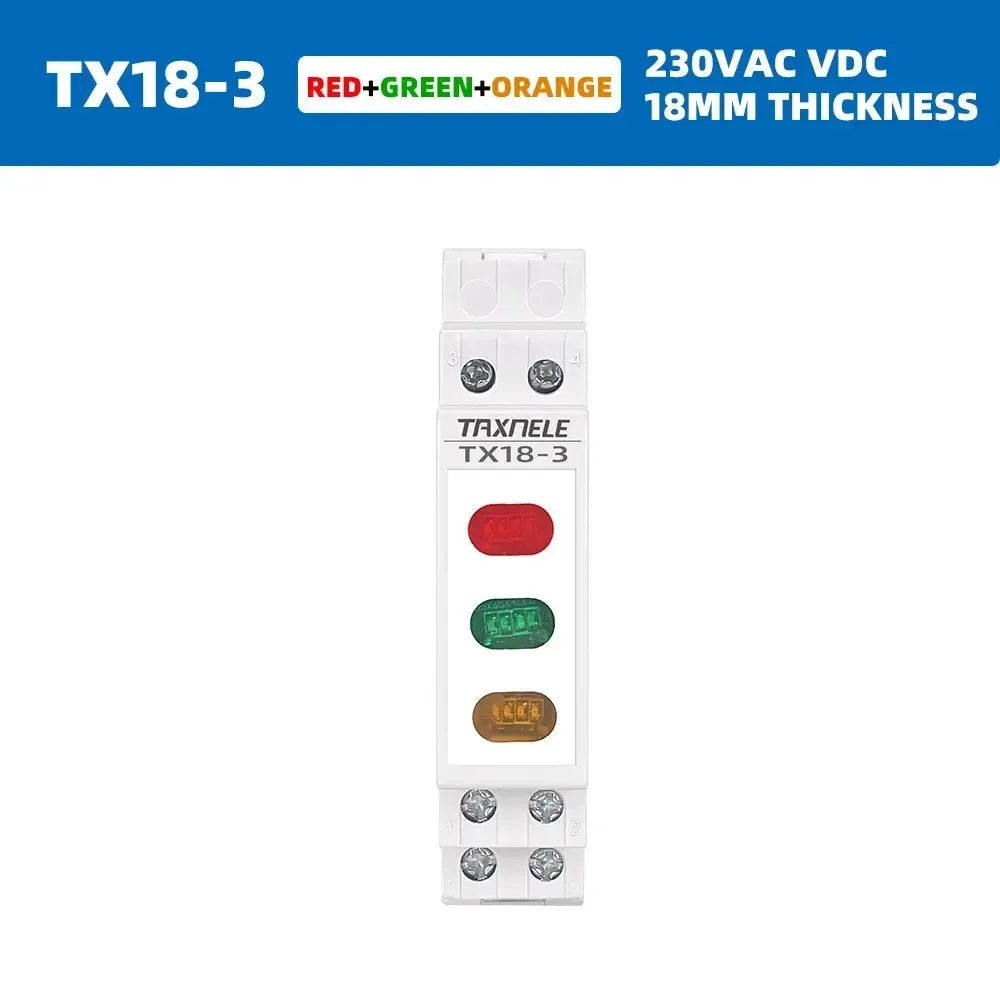 Indicator Light Din Rail 18mm AC/DC 220V 230V LED Signal Lamp Pilot Lights Indicator Lamp 50Hz/60Hz Red Green Blue Orange White