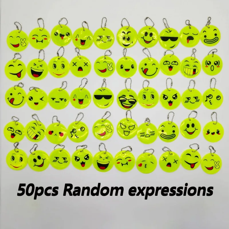 50 Stück/30 Stück/20 Stück/10 Stück, niedliche, lustige Schlüsselanhänger mit verschiedenen lächelnden Gesichtsausdrücken, beidseitig bedruckte PVC-Hängeaccessoires. – Detail 7