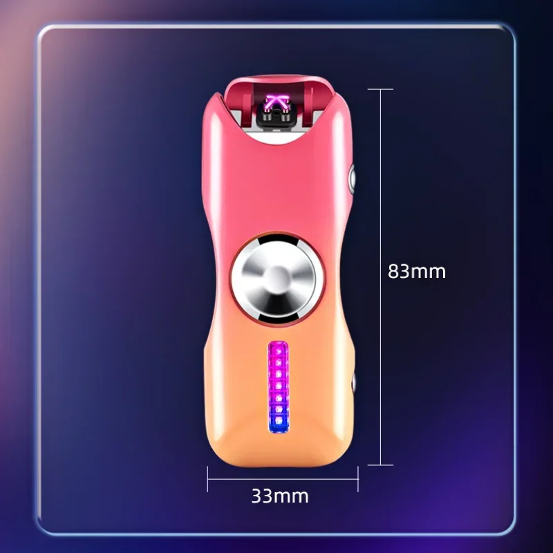 New Creative Gradient Color Fingertip Gyro Windproof Double Arc 18 Flash Patterns Press Ignition USB Lighter Smoking Accessories