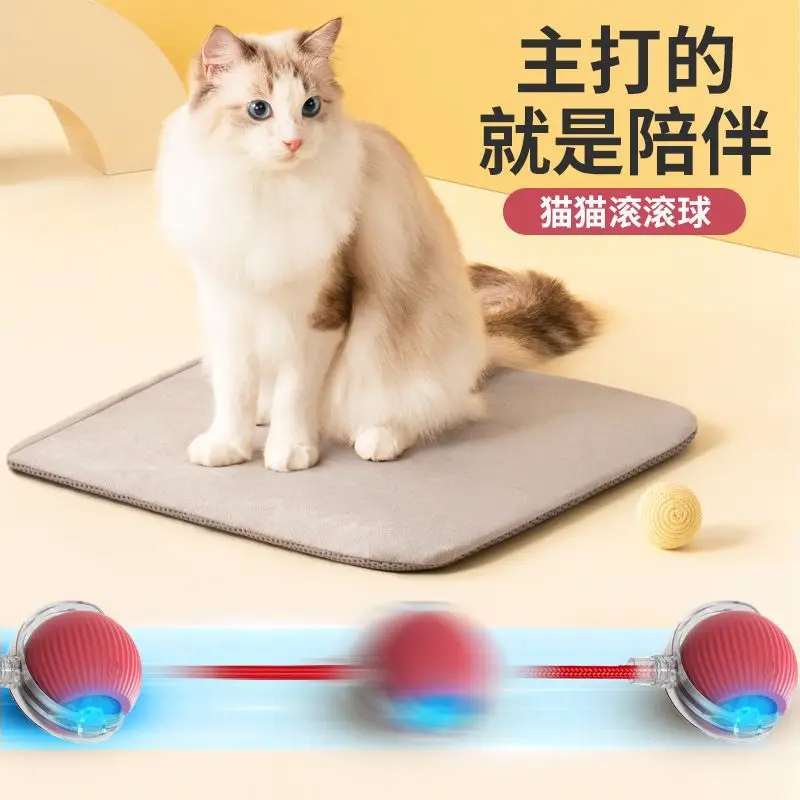 ชาร์จสมาร์ทไฟฟ้าอัตโนมัติ Rolling Ball Cat Interactive การออกกําลังกายสัตว์เลี้ยงสําหรับแมวสุนัขจําลองหางสําหรับแมว