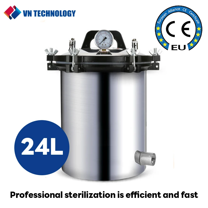 VNTECH 12L/18L/24L Automatic Sterilization Autoclave Pot LCD High Temperature Pressure Surgical Medical Tool Steam Sterilizer