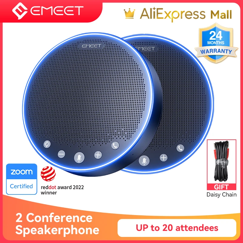 

Professional Speakerphone 2 EMEET M3 Bluetooth Speakerphone & 1 EMEET Daisy Chain for Meeting Rooms and Work from Anywhere