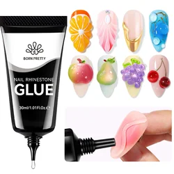 BORN PRETTY Nail Rhinestone Gel 3D Shaping Carving Flower Manicure 30g Super Adhesive NO Wipe Gel for Powder Solid Jewelry Gel