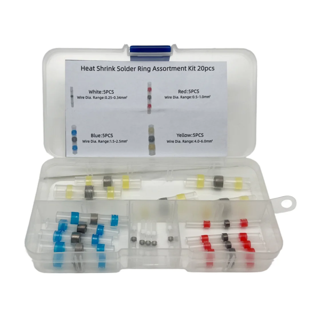 50pcs and 20pcs 4-color solder heat shrink tubing, preset solder heat shrink tubing combination kit