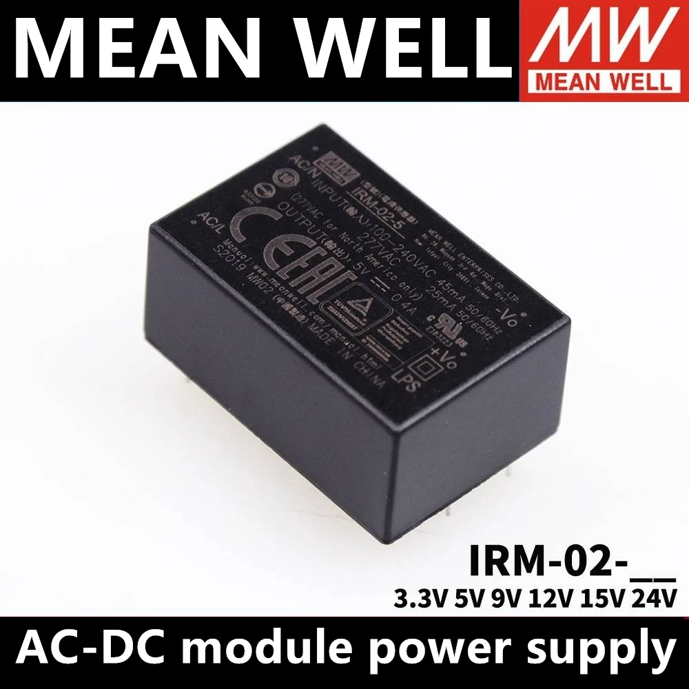 Taiwan MEAN WELL IRM-02-3.3 IRM-02-5 IRM-02-9 IRM-02-12 IRM-02-15 IRM-02-24 Single Output module power supply 3.3V5V9V12V15V24V