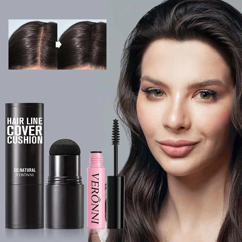 Vara instantânea de linha fina, 2 peças, cobertura rápida, corretivo de raiz de cabelo, linhas de sobrancelha e barba e longa duração, resistente ao vento e ao suor