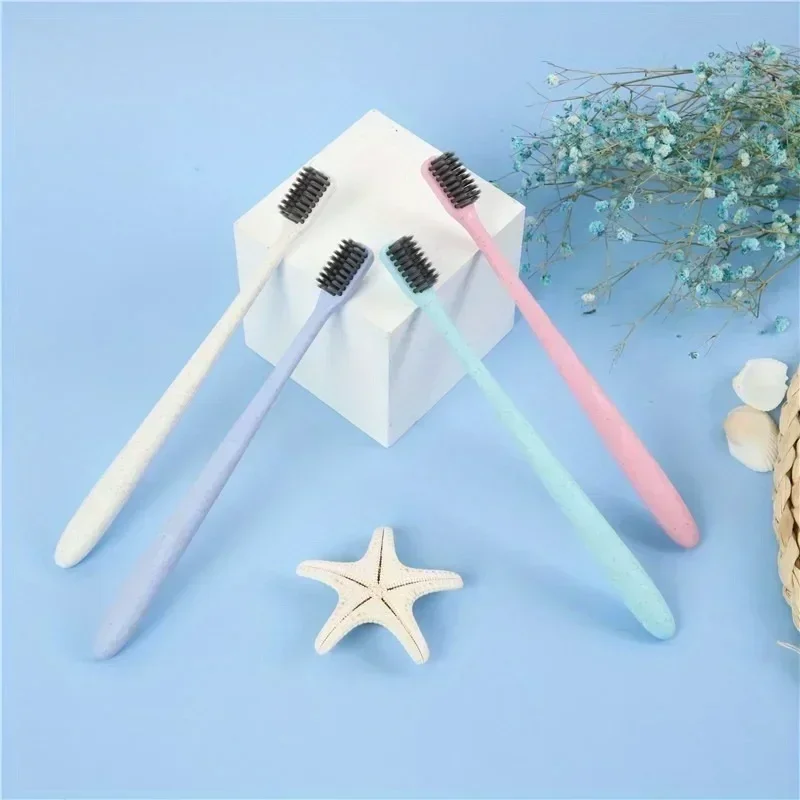 

1 шт., зубная щетка с бамбуковым углем, одноразовая, с широкой головкой, мягкая щетина, соломенная зубная щетка, установка дорожного цилиндра