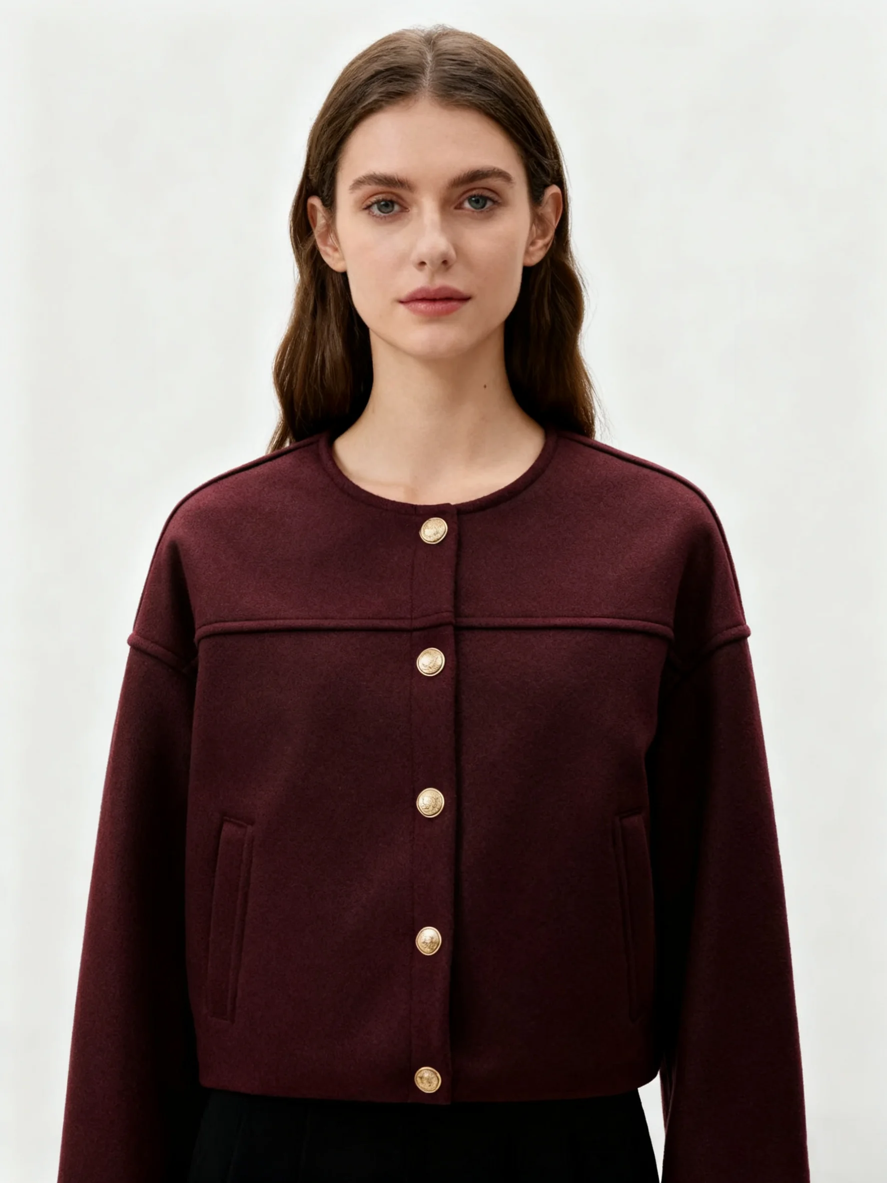 

2025 autumn and winter new women's European and American style gold button soft fashion trend versatile jacket jacket