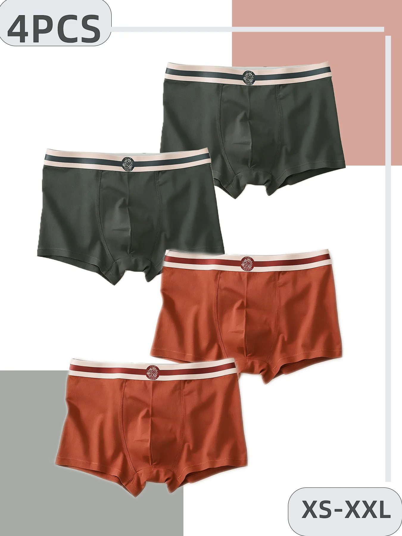 

Мужские модные боксеры из 4 предметов, хлопковое нижнее белье с ретро-полосками на поясе, удобные дышащие мужские боксеры премиум-класса, большие размеры XS-XXL