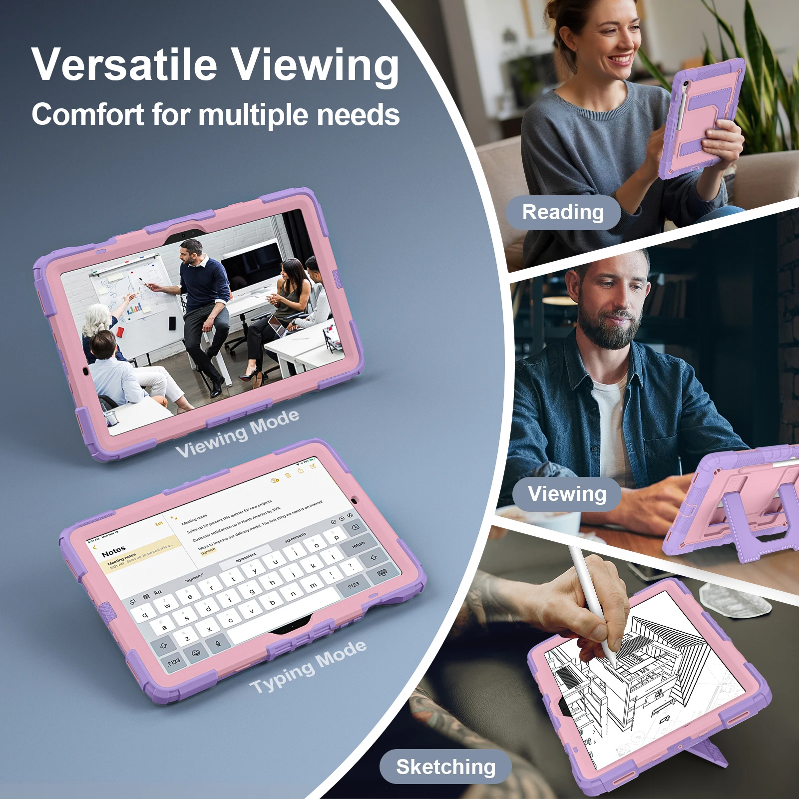 Etui na tablet Samsung Tab S10 Lite S10FE S9 FE Tab A11 A9 Plus A11+ A9+ z funkcją podstawki, wytrzymałe, grube, odporne na wstrząsy, twarda obudowa. — zdjęcie produktu 4