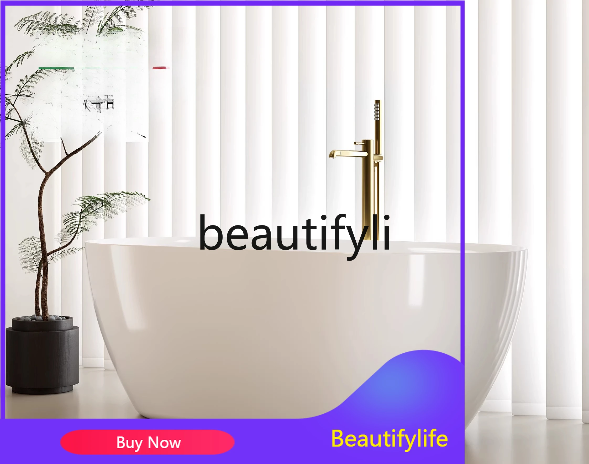 

ZzBathroom акриловая интегрированная ванна для взрослых, дома, небольшой квартиры, отеля, проживание в семье, овальная легкая роскошная ванна