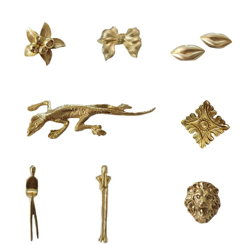 Solid Brass Móveis Handle, Maçanetas, Animal, Lagarto, Peixe, Caracol, Único Furo Alças para Gabinete, Cozinha, Armário, Gaveta Puxa