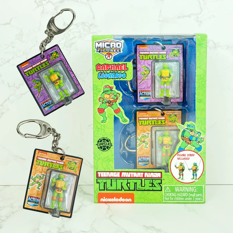 Worlds Smallest Teenages Mutants Ninja Turtles Micro Leonardo Da Vinci Raphael Figure Model Pendant Toys Collect Ornaments