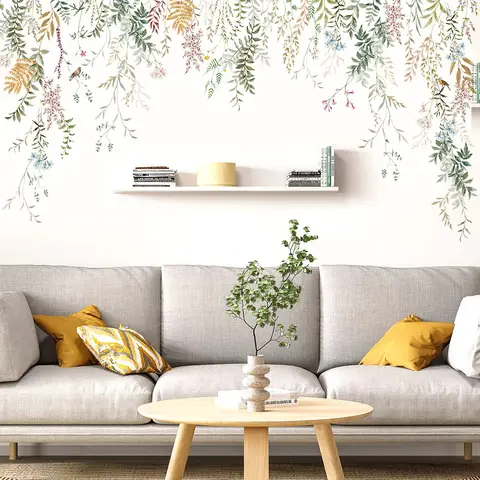 Ink Wall Stickers Green Vine Tree For Living Room Bedroom Home Background Wall Decor Self-adhesive Vinyl Sticker Wallpaper