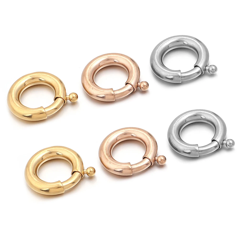 2 uds. De cierres de resorte de acero inoxidable, ganchos de cierre de anillo redondo, conectores de hebilla para hacer joyería DIY, accesorios para collar y pulsera