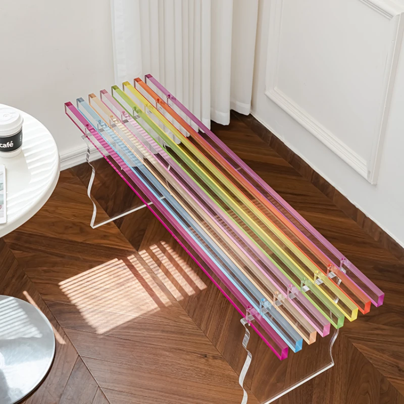 

Household rainbow low stool, acrylic shoe changing stool