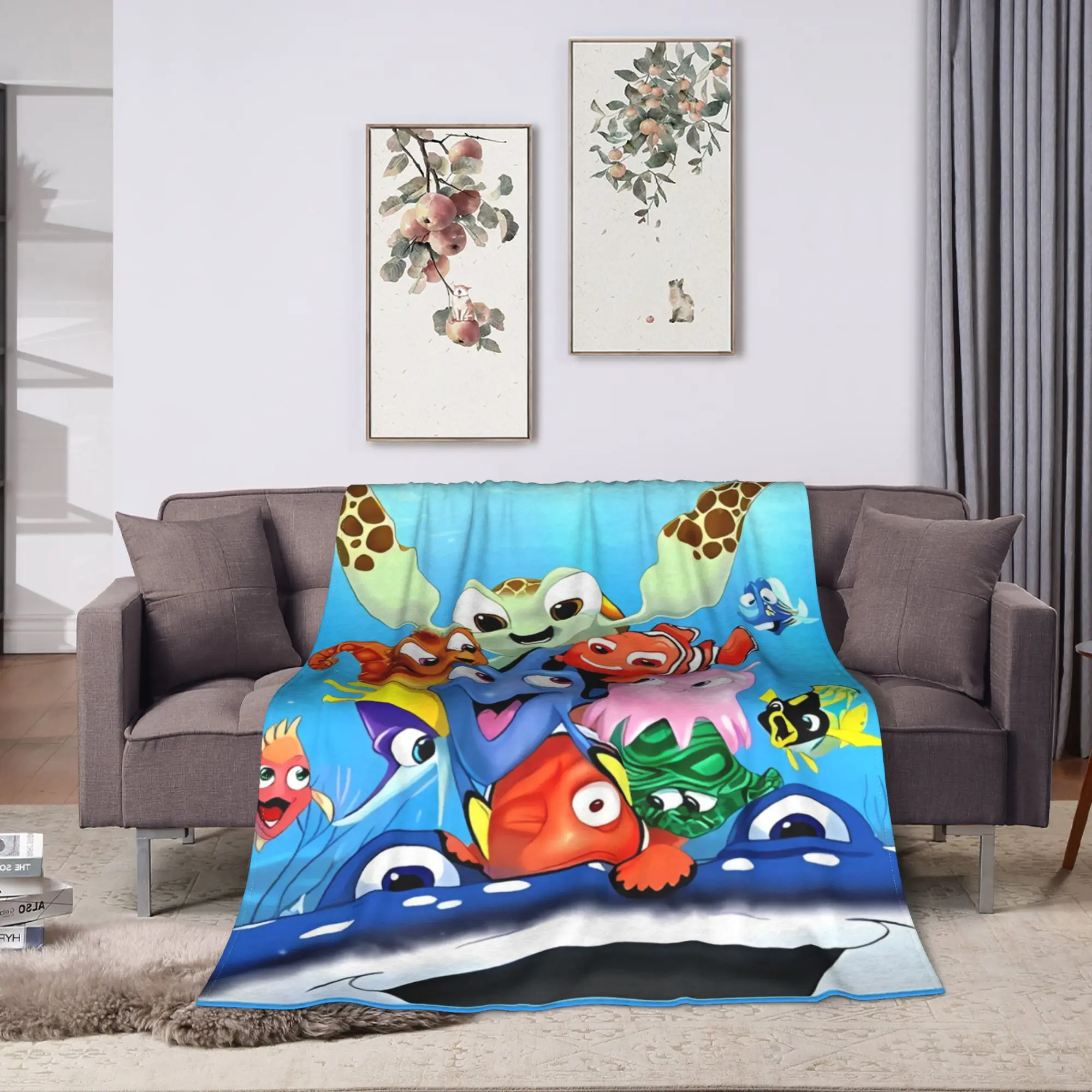 Custom Kawaii Printed Dory Finding Nemos Blanket Quality Warm Soft  Throw Blanket Winter Camping Home Decor Novelty Bedspread