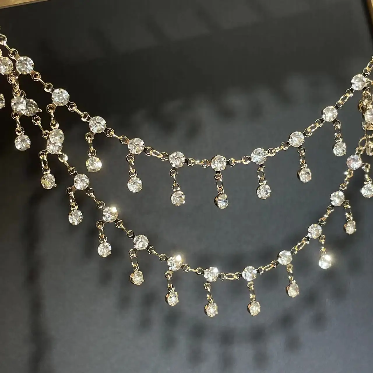 0.5M/1M Transparent Color Rhinestone Chains Antiquity Style Copper Chains for Bracelet Necklace DIY Jewelry Clothing Accessories