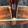 Guitarra acústica tipo D de madera de Koa, incrustaciones de abulón real, diapasón de ébano, 41