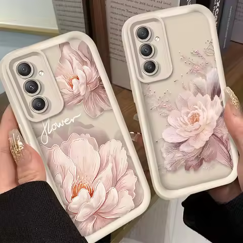 Oil Painting Pink Lotus Flower Case for Samsung Galaxy A25 A35 A55 A15 A16 A06 A05 A05S A24 A13 A23 A12 A22 A32 A52 A71 A51 4G