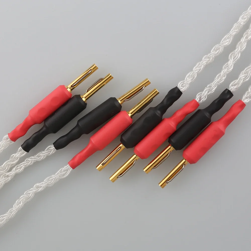 16코어 순은 소프트 스피커 케이블 한 쌍 Viborg 순수 구리 바나나 플러그 HIFI 스피커 오디오파일 사운드 시스템