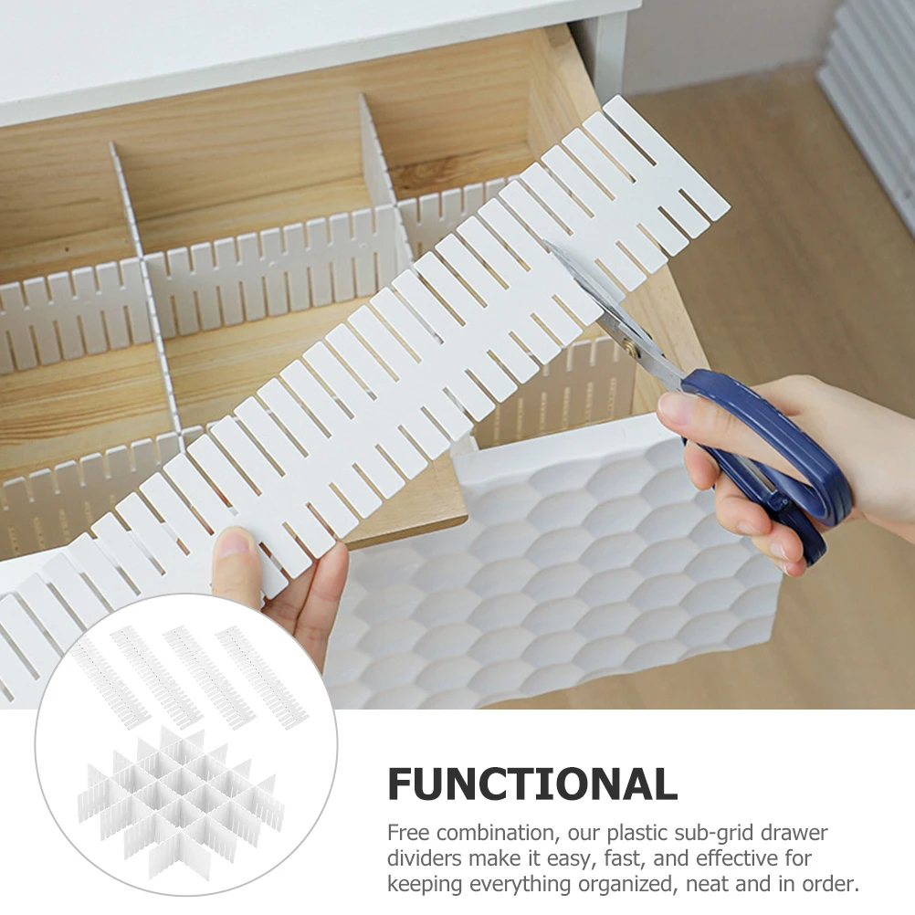 

12pcs White 45x7cm DIY Adjustable Drawer Dividers Storage ganizers Separators PP Material Flexibility Durability Easy Assemble