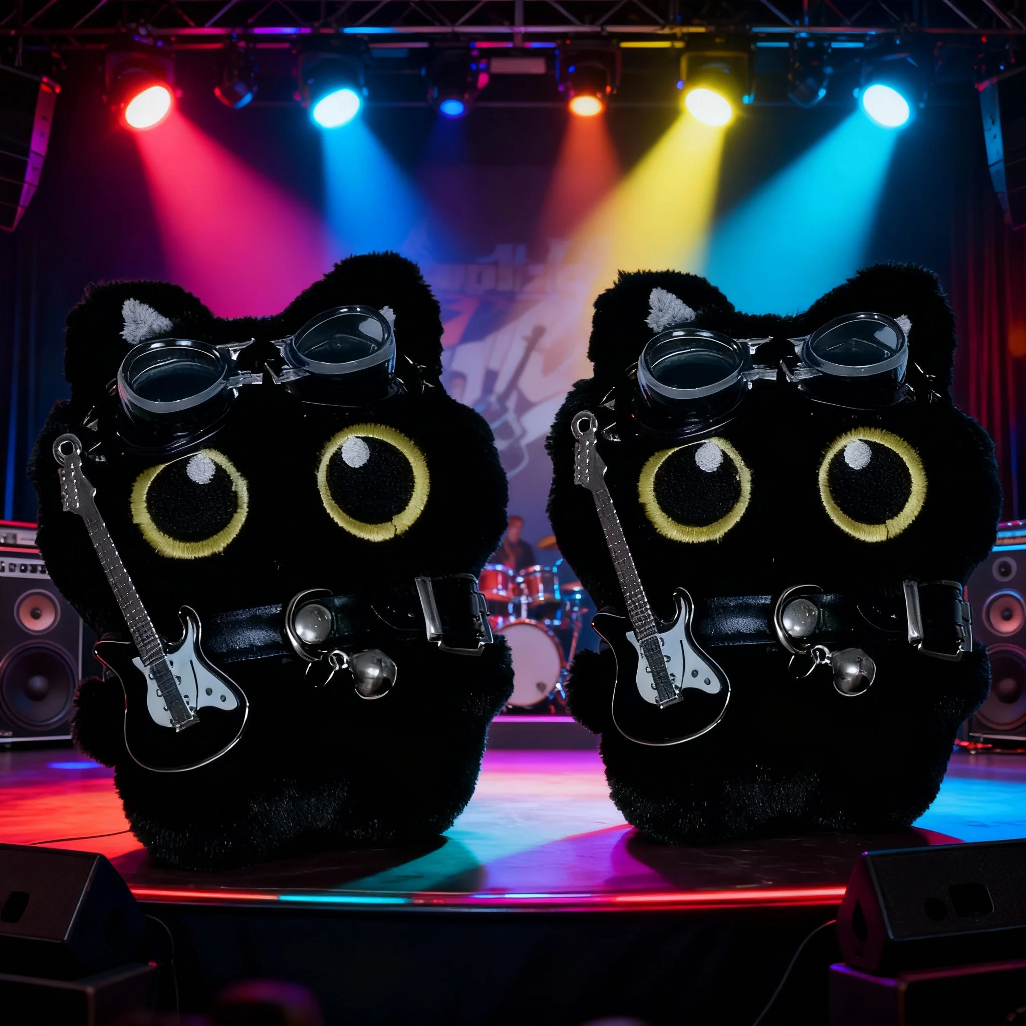 لطيف أفخم الأسود القط دمية قلادة فتاة على ظهره دمية المعلقات زوجين حقيبة المفاتيح الهاتف سحر حقيبة قلادة اكسسوارات الهدايا #3