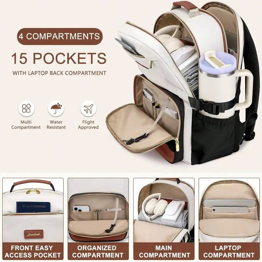 Laptop Backpack For Women Bookbag: 15.6 Inch Work School Backpacks With Pouch Pocket For Large Capacity Cup & USB College Book B
