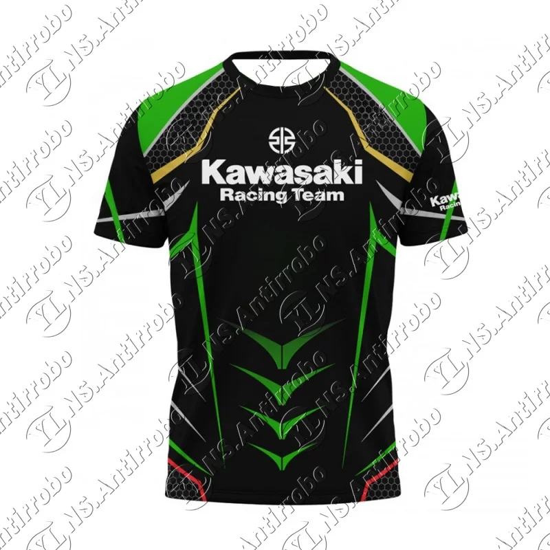 

25-26 New Kawasaki Sportswear Men's Super Large MOTOGP Short Sleeve T-Shirt Summer O-Neck Breathable Speed Drying Sports Top ﻿