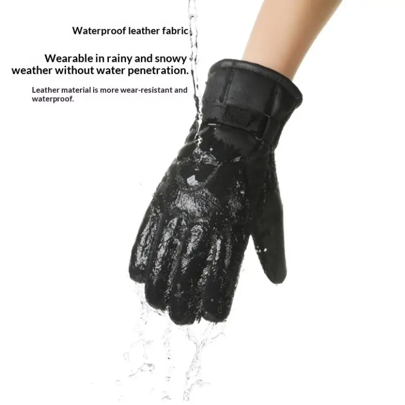 Herren-Winterhandschuh, verdickt, mit Fleece gefüttert, Touchscreen-fähig, wasserdicht, winddicht, kältebeständig, für Motorradfahren, Outdoor-Skifahren. – Detail 4