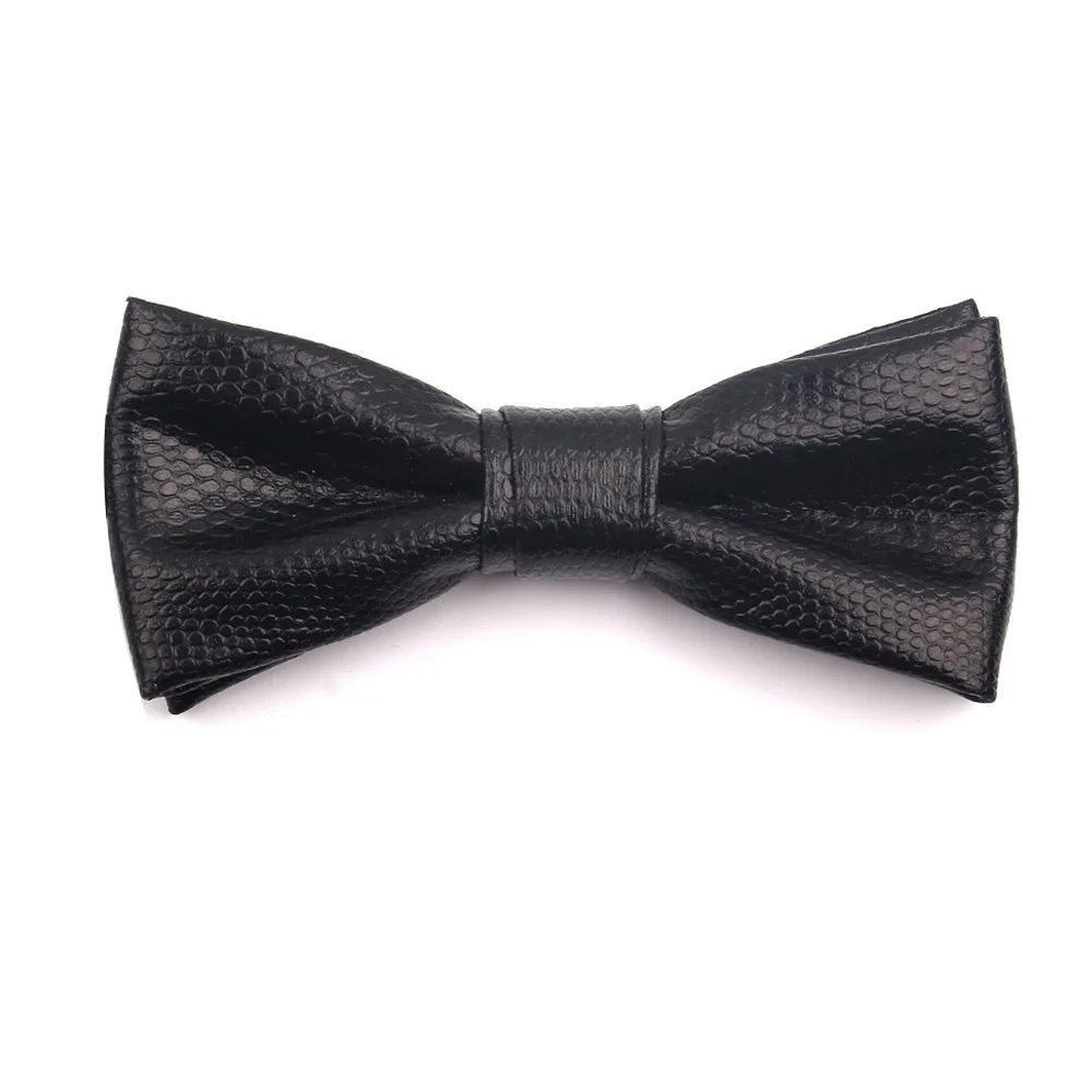 Простой однотонный галстук-бабочка из искусственной кожи, мягкий текстурированный мужской галстук, креативный регулируемый галстук в стиле ретро, деловой