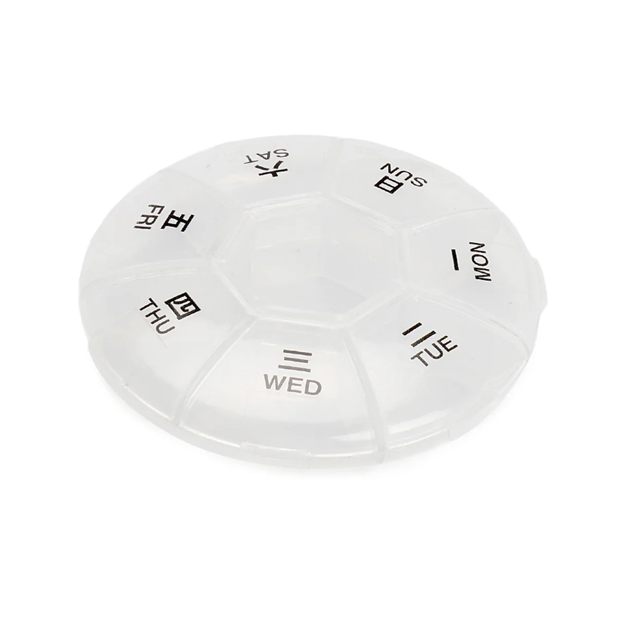 Round Portable Pill Box Medicine Planner Small Case Weekly Pill Organizer 7-Sided Pill Reminder Round Shaped