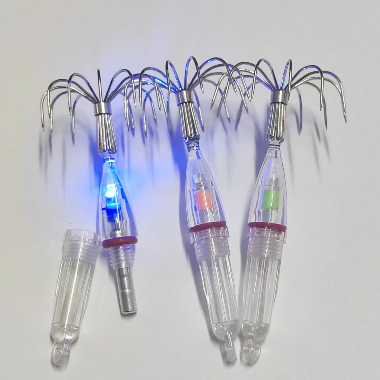 Squid Fishing Hooks with LED lights Lures Fishhooks Light Easy to Use with Anti-Corrosion Materials Lamp Tools 1-2pcs