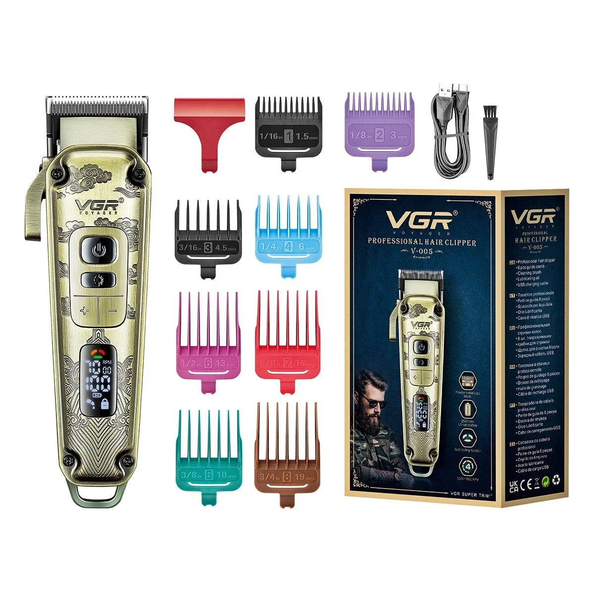 VGR 005 Hair Trimmer Electric Hair Clipper Professional Haircut Machine Cordless Trimmer Digital Display Hair Trimmer for Men